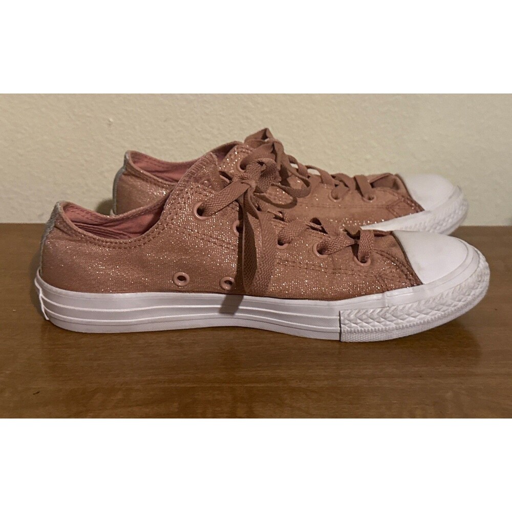 Converse All Star Shoes Junior Low Top Pink Glitter Sneakers  - Size 3